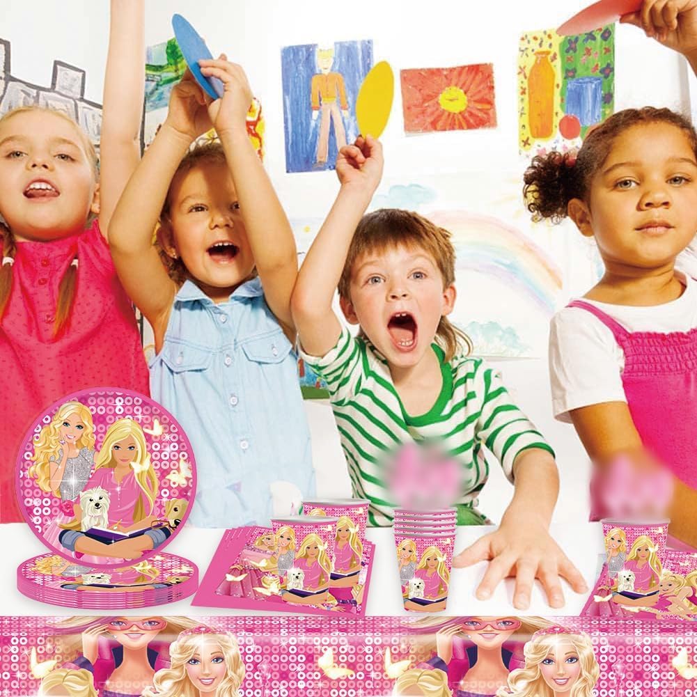 Prinzessin Geburtstag Dekoration Set – 61-teiliges Party-Set Mit Tellern, Tassen, Servietten & Tischdecke Für Bis Zu 20 Gäste