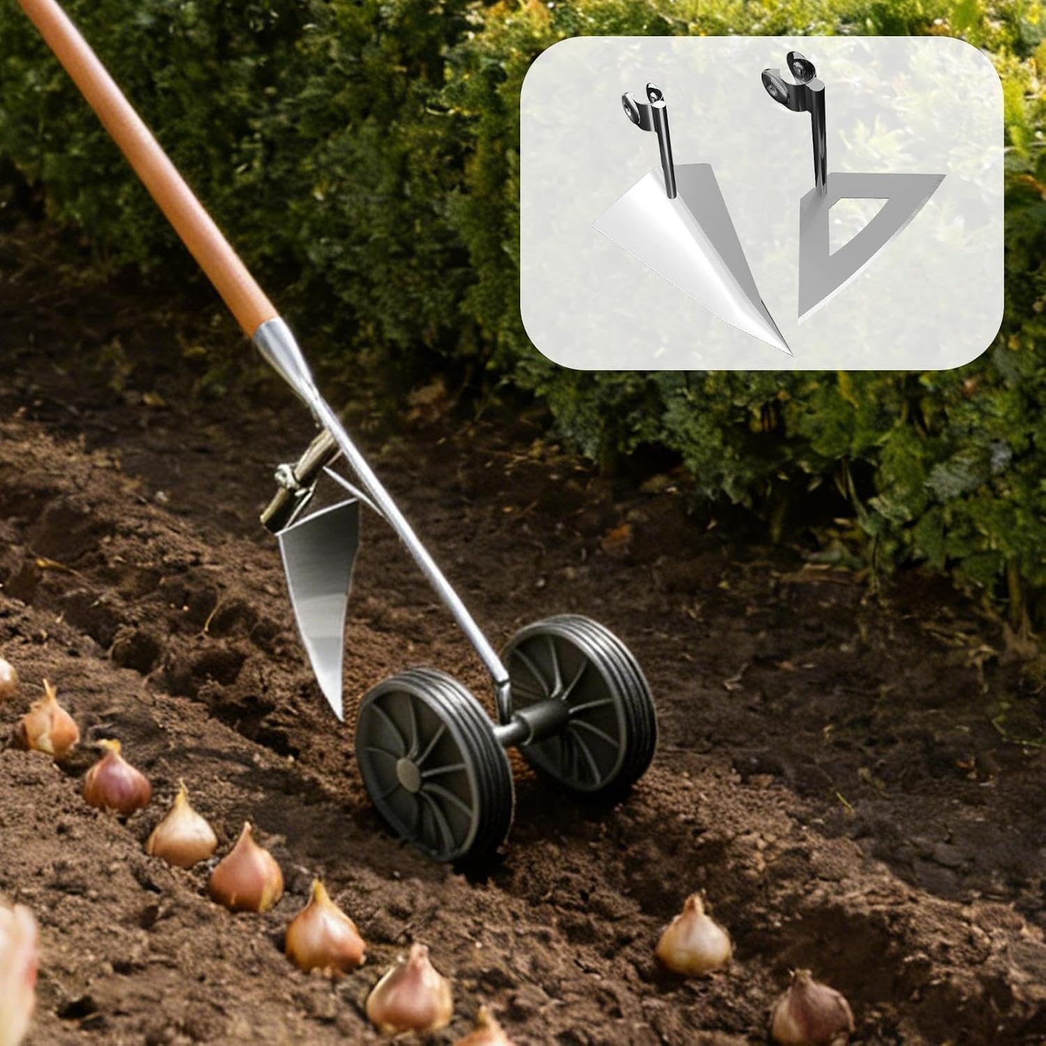 Gardening Hoe | Multifunction Planting Tiller Tool with Double Wheels,Gardening Hand Tool,for Men Husband Father Gardener Farmer