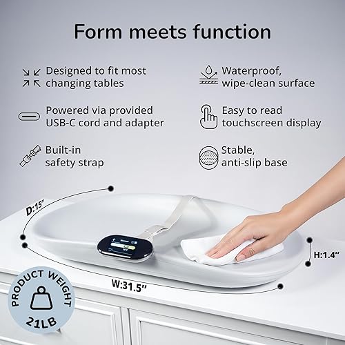 Miniatura 7 de Woddle Cambiador inteligente multifuncional para bebé con escala de grado médico para monitoreo de peso crítico + aplicación de IA, máquina de