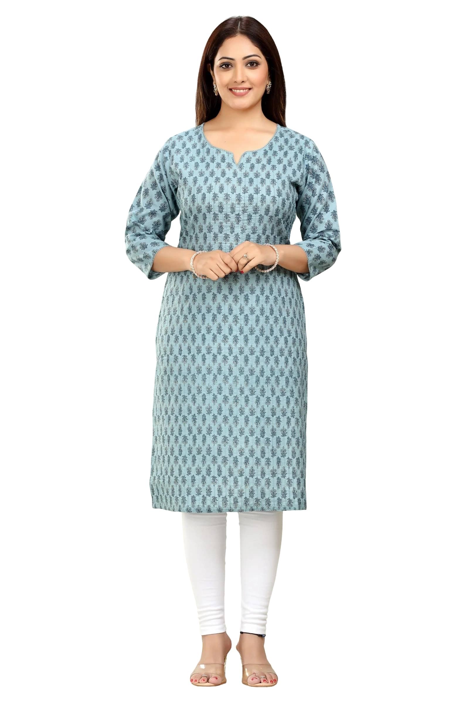 Grey Cotton Straight Printed Kurta-image-45