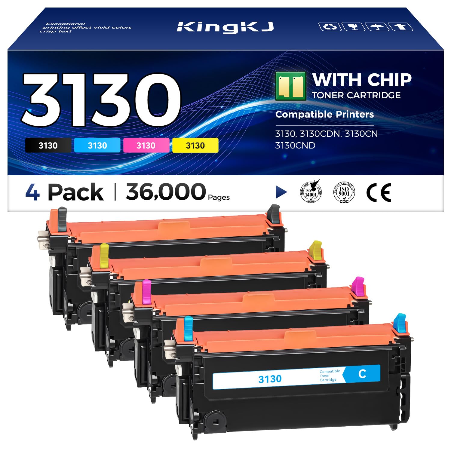 KingKJ 3130 Toner Cartridge Set 4-Pack