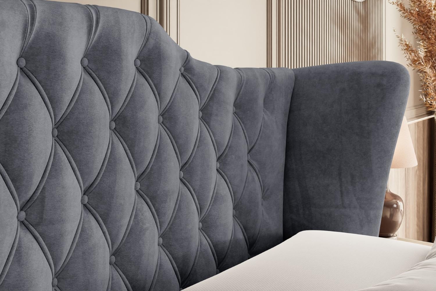 ALTDECOR Boxbett H3 H4 Matratze Vila-Z King - 140x200 - Dunkelgrau | Lattenrost, Topper, Boxspringbett mit Bettkasten, Bett mit Stauraum, Doppelbett, Polsterbett