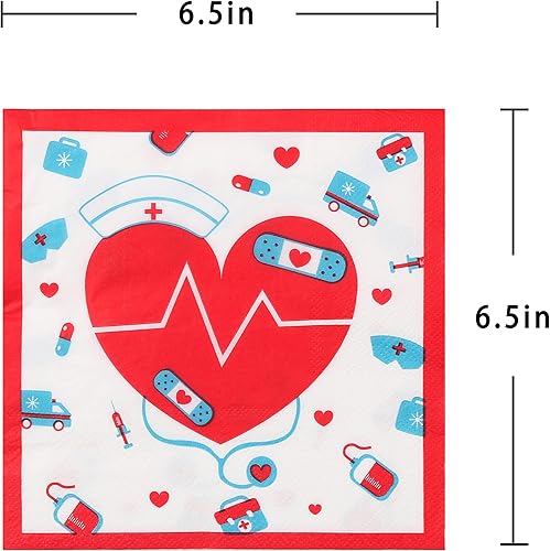 Miniatura 2 de Pandecor 50 servilletas de papel desechables para fiesta del día de la enfermera, Día de la Enfermera, Día de la Enfermera, Decoración de fiesta de