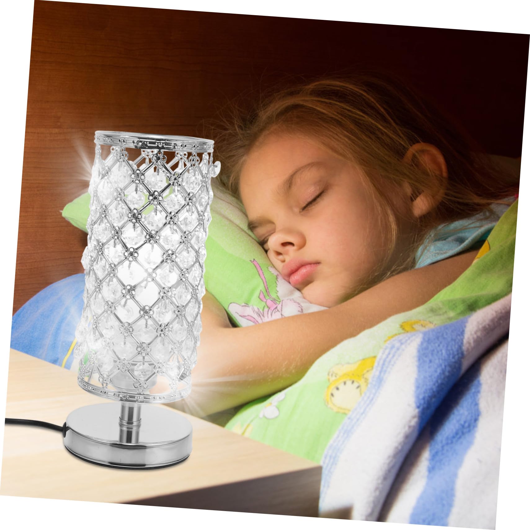 DOITOOL Lámpara de Mesa Decorativa de Cristal Plata Iluminación para Bares y Hogares, Diseño Exquisito y Ambiente Romántico