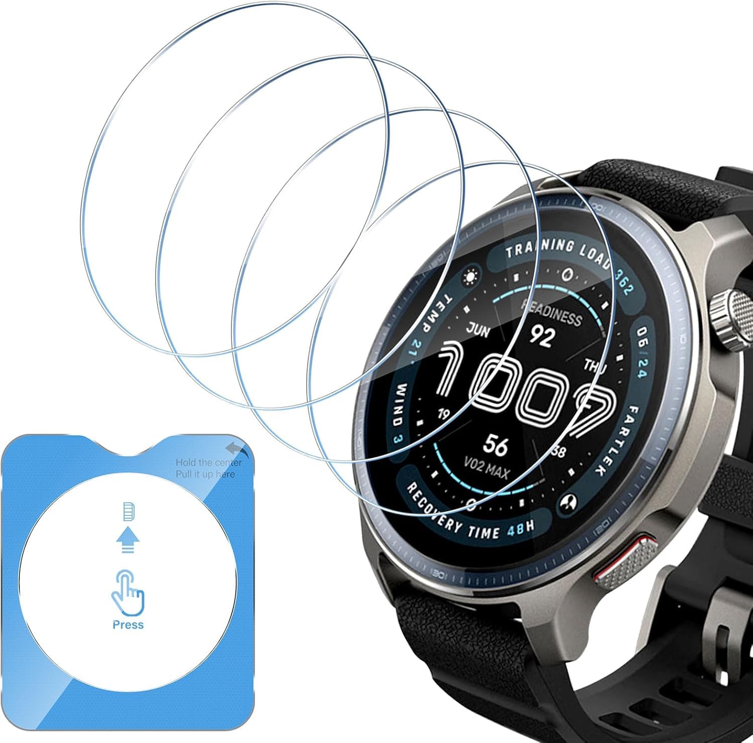 HidWee 4 Piezas Cristal Templado para Amazfit Balance 2, Protector Pantalla Dureza 9H Borde Curvo 2,5D, Protección Pantalla HD Transparente Anti-Arañazos Antihuellas