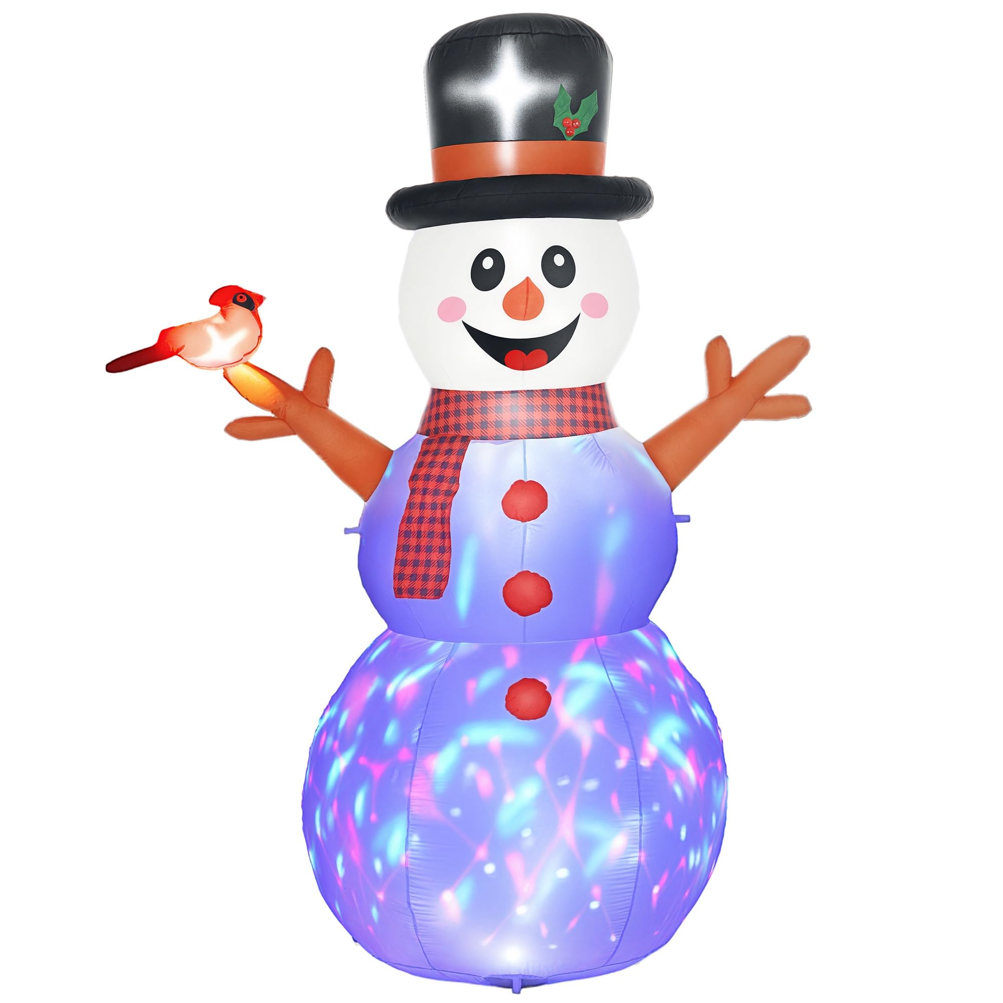 Outsunny Aufblasbar Weihnachtsdeko 2,4 m Schneemann mit LED-Beleuchtung