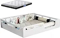 Cama Casal Montessoriana 100% Mdf + Colchão Probel 188x138 -Branca