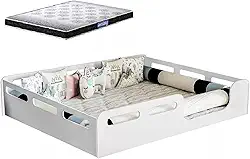 Cama Casal Montessoriana 100% Mdf + Colchão Probel 188x138 -Branca