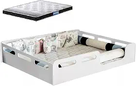 Cama Casal Montessoriana 100% Mdf + Colchão Probel 188x138 -Branca