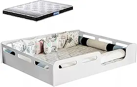 Cama Casal Montessoriana 100% Mdf + Colchão Probel 188x138 -Branca
