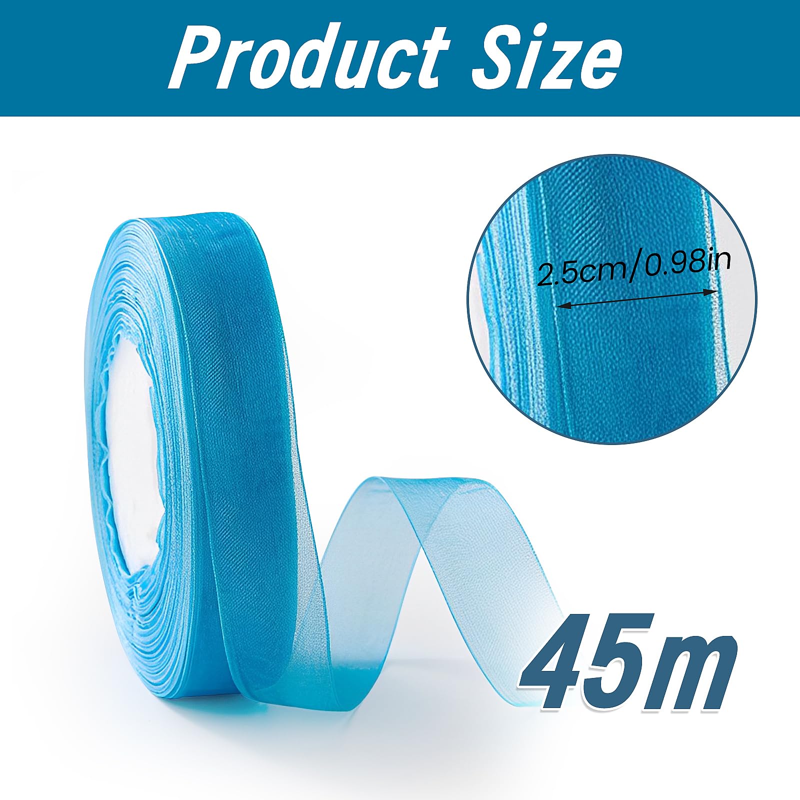 4 Rollen Organzaband – Je 45 M X 20 Mm, In Blau & Weiß, Für Geschenkverpackung, Hochzeit & DIY