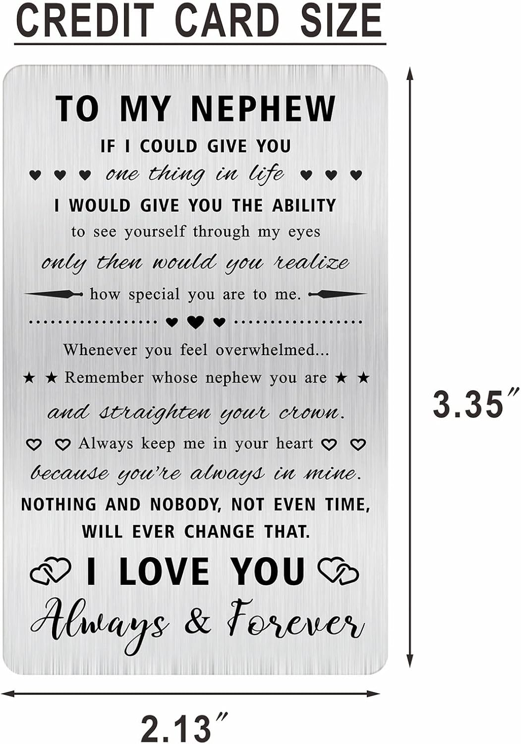 Alotozo Nephew Gifts from Aunt Uncle - To My Nephew Stainless Steel Wallet Card - Inspirational Nephews Keepsake Gift, Birthday Graduation Gift Idea - Image 2