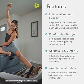 Balanced Body Adjustable Padded Footstrap for Allegro 2 Reformer, Pilates Reformer Accessory, Gym Equipment for Home Gym or Pilates Studio Use