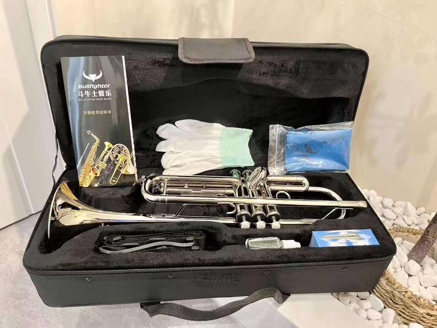 Set di Tromba Standard Bullfighter Set standard di tromba Bb in ottone con custodia rigida, guanti, panno per la pulizia, bocchino per tromba 7C, trombe per principianti e studenti (Oro)