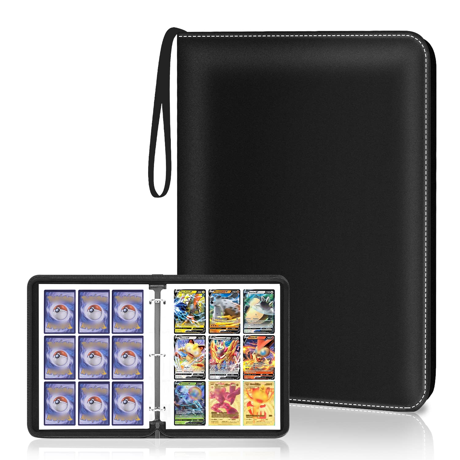 900 Pockets Trading Card Album Folder, Baseball Card Binder with Sleeves, Collectible Trading Album for Baseball Cards, Trading Cards, Lorcana Cards, MTG, TCG, Game Cards, Sports Cards -Black