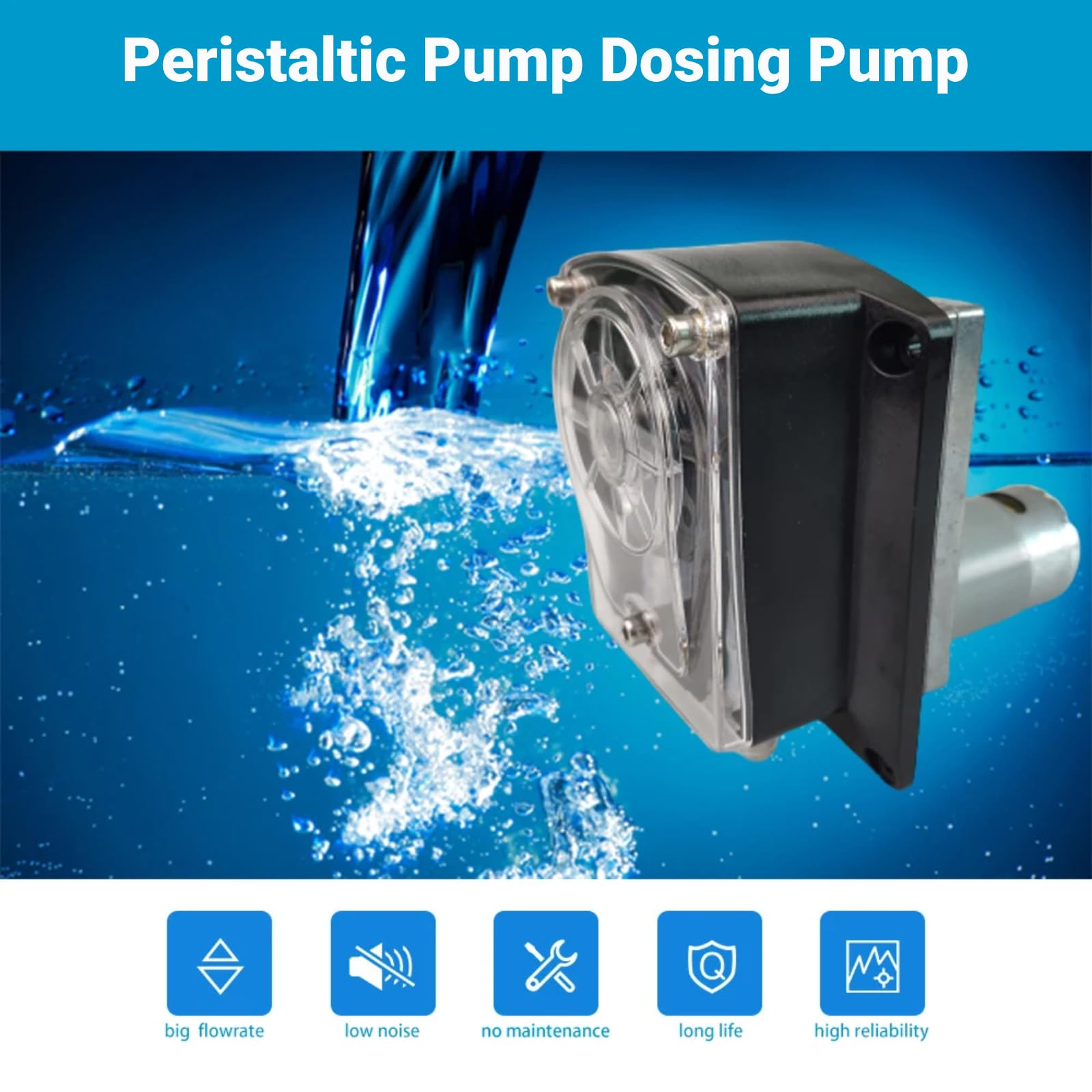 Pompa Peristaltica a Flusso Grande, DC12V 1,5A 18W 1500ml/min Micro pompa peristaltica ad alta portata costante Pompa dosatrice di liquidi per lavastoviglie, stampa a getto d'inchiostro