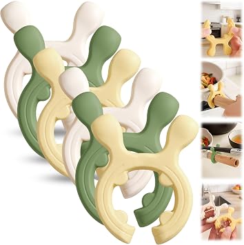 6 PCS Spoon Holder for Pot, Pot Spoon Rest Set, Reusable Kitchen Utensil Organizer, Versatile Cooking Tool for Countertop Organization Yellow/Green/Beige