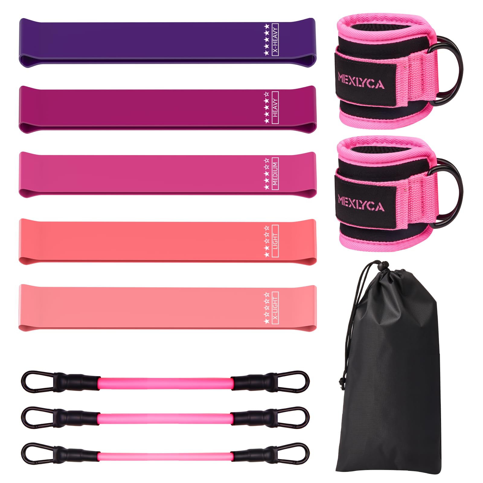 Kit Élastique Musculation 12 pièces Bandes de Résistance 5-40 lbs Sangles Cheville 10-30 lbs avec Sac