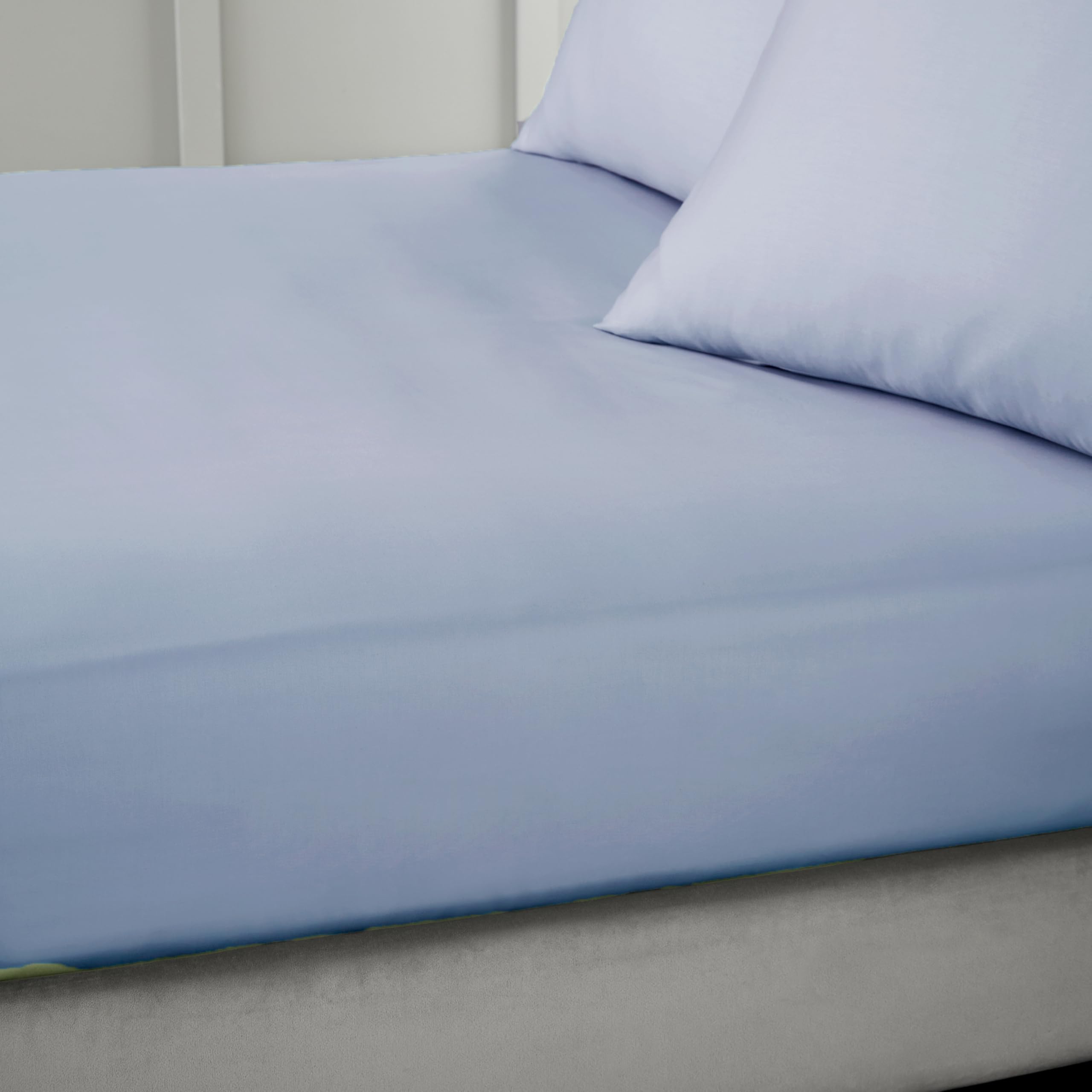 Bianca 400 Thread Count Cotton Sateen Super King Fitted Sheet Blue