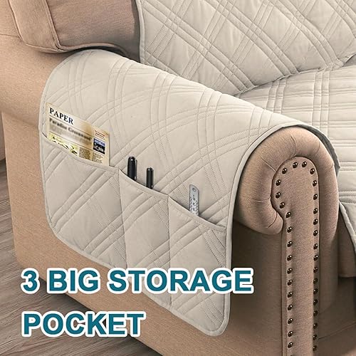 Miniatura 5 de Turquoize Funda impermeable para sofá de 3 cojines, apta para mascotas, antideslizante, protector de muebles lavable para mascotas, niños, perros