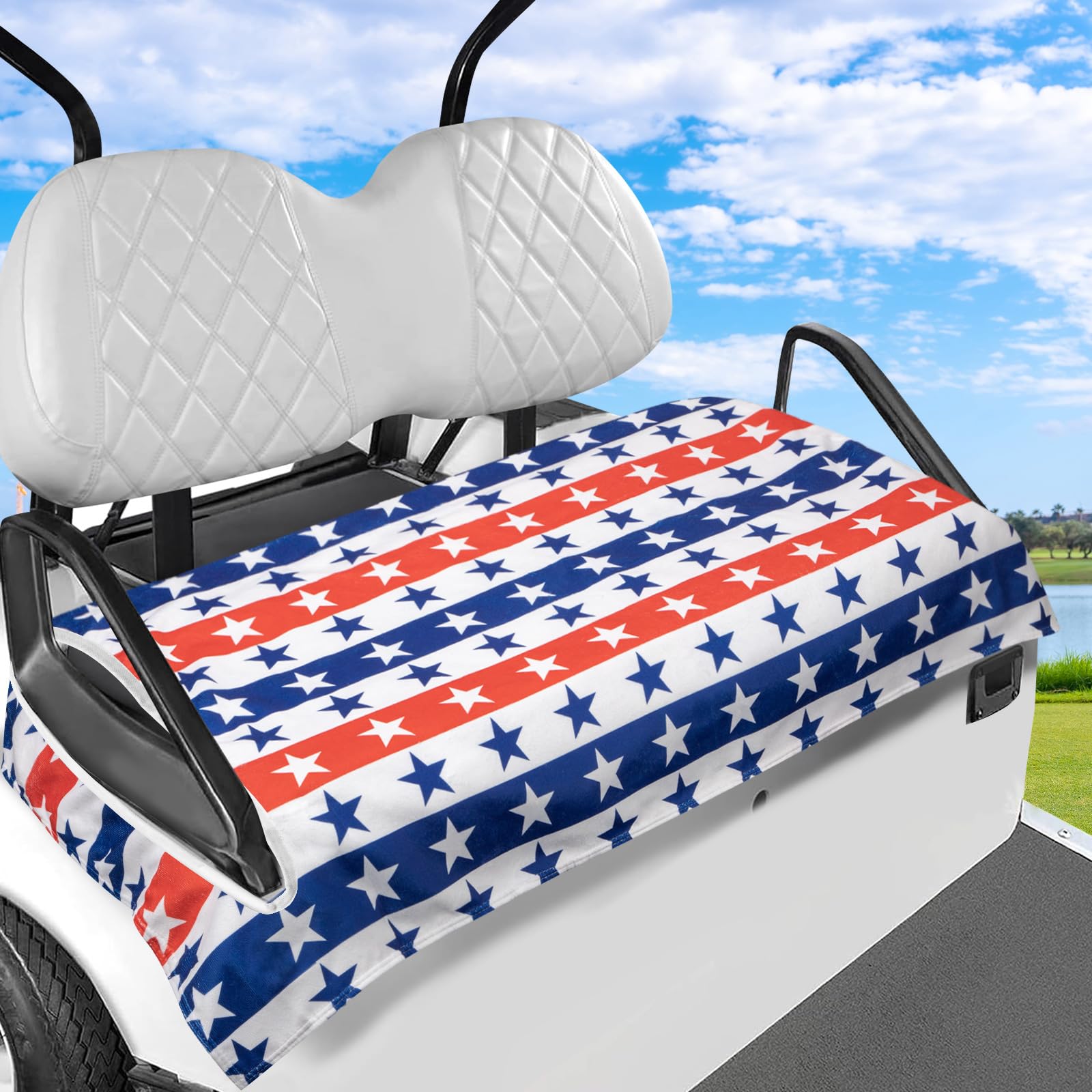 Airclub Fundas de asiento para carrito de golf, manta de toalla de verano para todos los coches EZGO, Yamaha, Club (estrella de Estados Unidos)