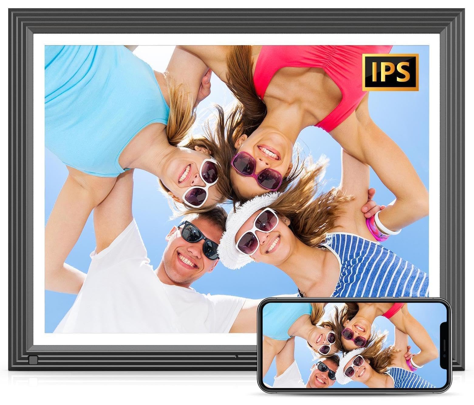 FULLJA Digital Picture Frame 15-inch - Smart WiFi Digital Photo Frame 32GB Large HD IPS Touch Screen, Motion Sensor, Wall Mountable, Instant Sharing Photos and Videos via App or Email