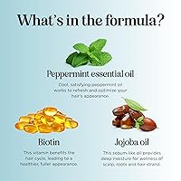 Vista 4 de Champú voluminizador de biotina para cabello fino - Champú para cabello fino con menta, argán y aceites esenciales para el cuidado del cabello
