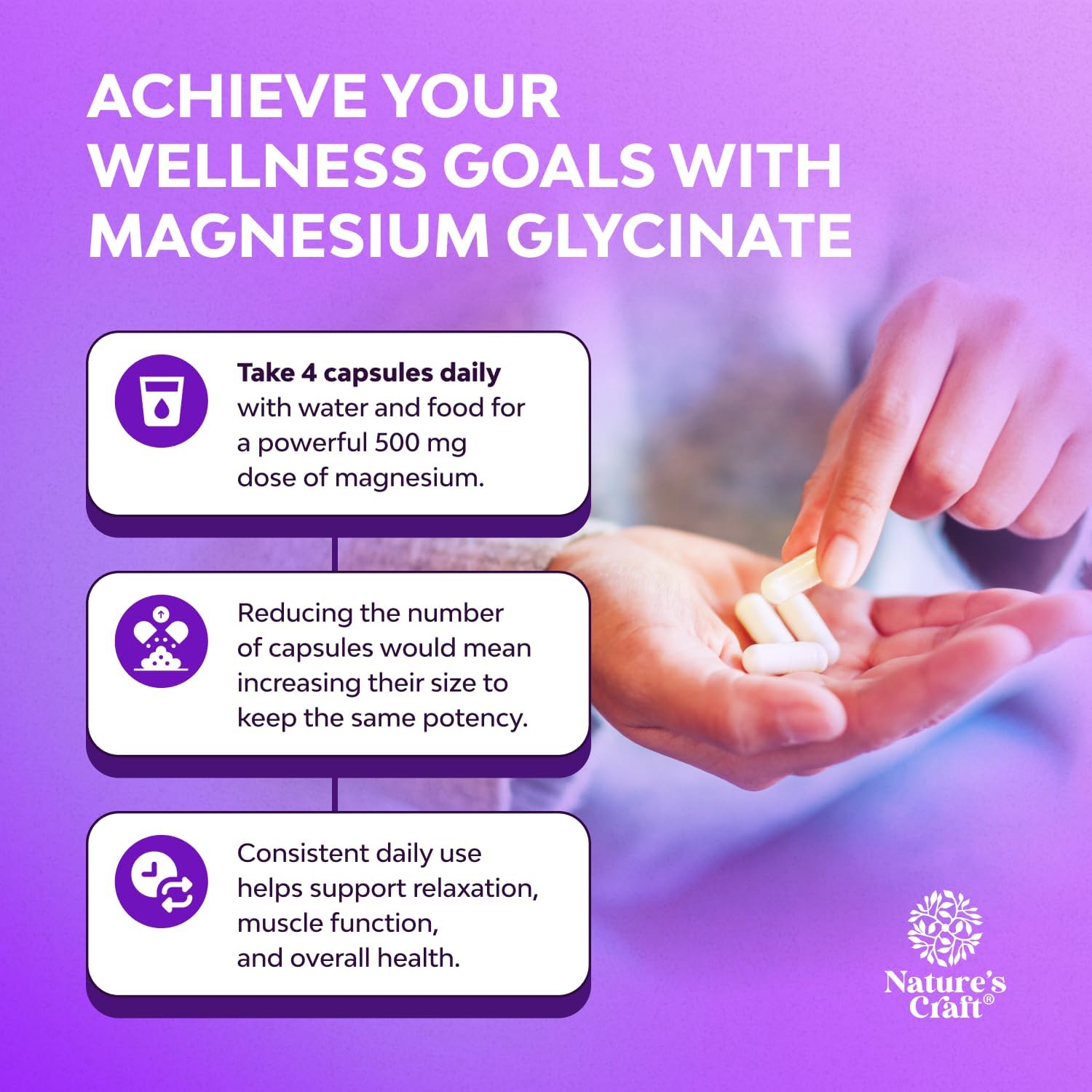 High Absorption Magnesium Glycinate Capsules - 500mg Magnesium Glycinate Per Serving for Calming Sleep Plus Muscle Bone & Nerve Support - Chelated 500mg GMP Certified - 240 Count