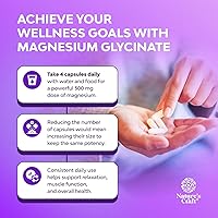 Vista 5 de Cápsulas de glicinato de magnesio de alta absorción - 500 mg de glicinato de magnesio por porción para sueño relajante más apoyo muscular, óseo