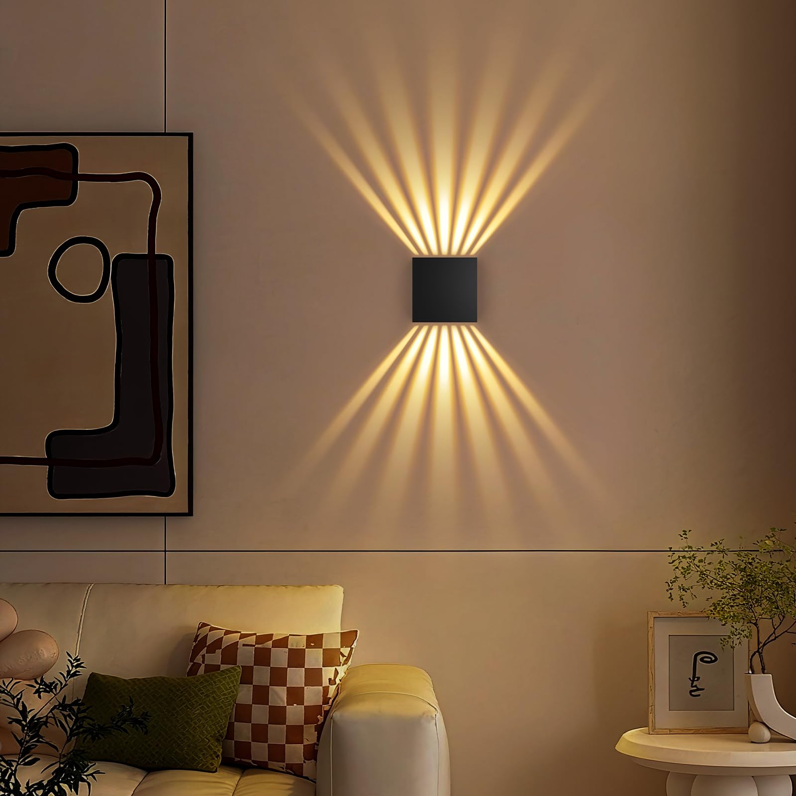 LED Wandleuchte Innen/Außen, Schwarz | IP67, Aluminium, Up Down 3000K Warmweiß, 12W, Moderne Dekoration für Wohnzimmer, Schlafzimmer, Korridor & Treppenhaus