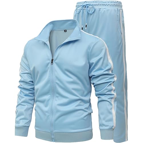 GXAMOY Men's Athletic 2 Pieces Tracksuit Casual Full Zip Jogging Sweat Suit Workout Sports Set Sportswear