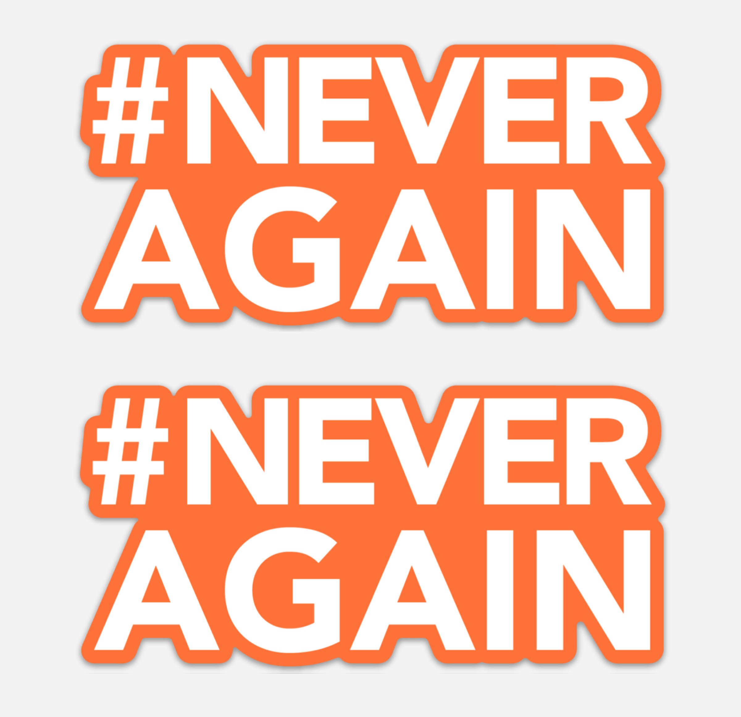 Pip and CoSet of 2 Small Never Again 2.5" Orange Bumper Window Laptop Phone Sticker by &
