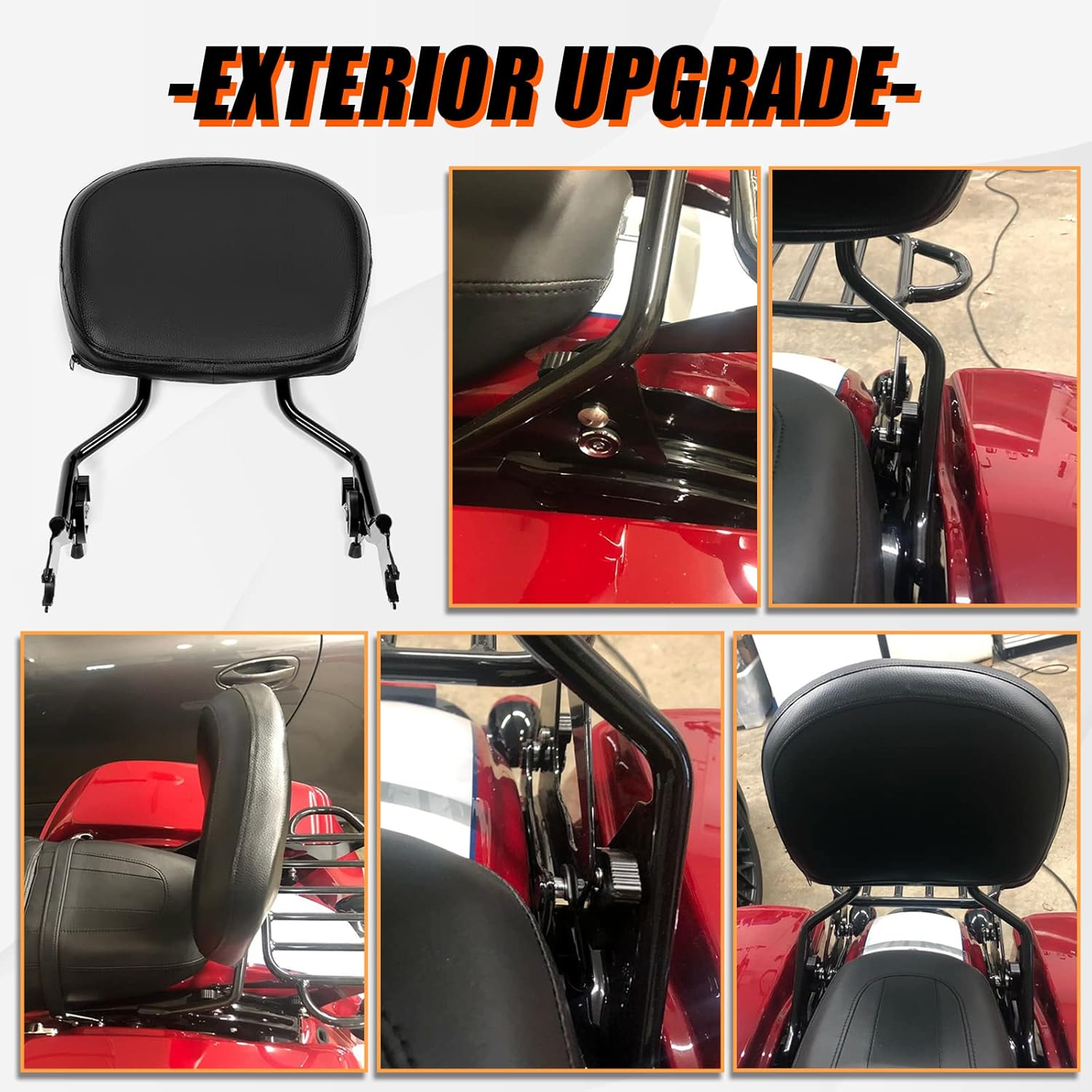 ECOTRIC Detachable Passenger Backrest, Quick Release Sissy Bar Fit for Harley Davidson Street Glide Road Glide Road King Electra Glide Ultra Limited 2009-2024