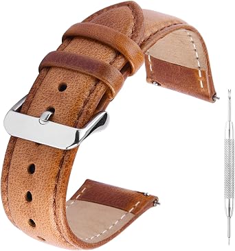 GerbGorb Cinturino Vintage Pelle, Cinturino per 18mm 20mm 22mm, Watch Band  di Ricambio a Sgancio Rapido, Marrone 18mm : Elettronica