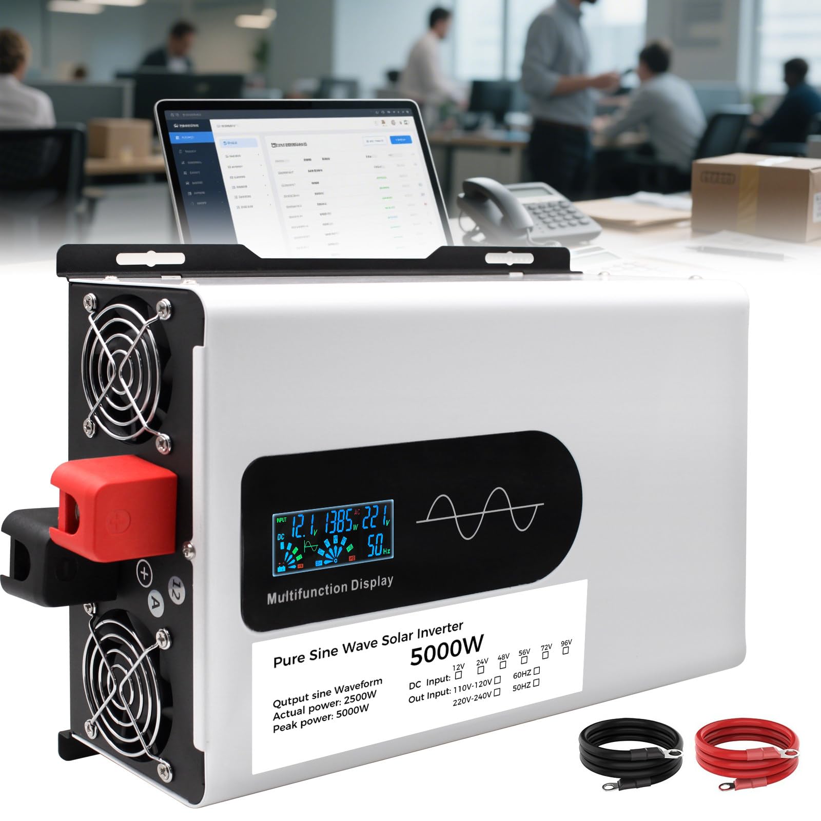 Falownik sinusoidalny 5000 W, przetwornica 12 V do 230 V AC, hybryda solarna do domu, kampera, ciężarówki, kempingu poza siecią (50 Hz/60 Hz), 24 V-220 V do 240 V