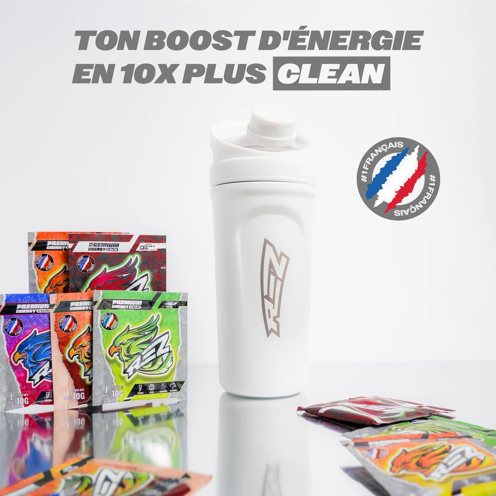 Rez® - Pack Starter Boisson Energisante Poudre - Decouverte 5 Saveurs - Sans Sucre - Aromes Naturels - 30 Calories - Fabrique en France - Pack Standard