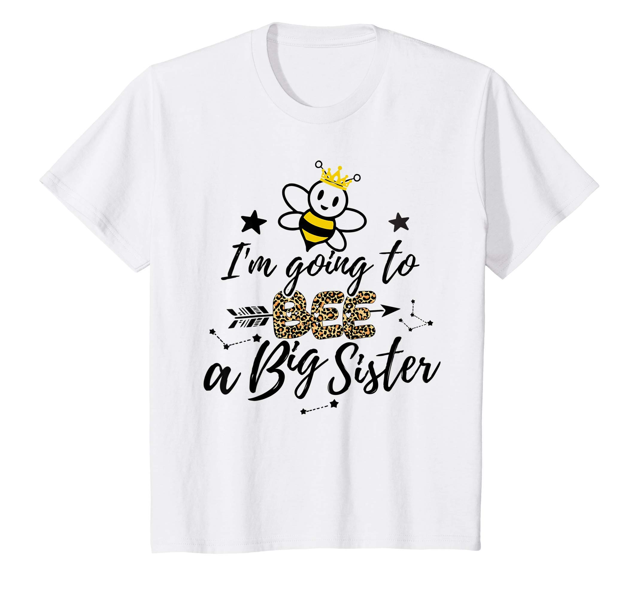Promoted to Big Sister 2024 Cute Bee Leopard PrintKids I'm Going To Be a Big Sister 2024 Cute Bee Leopard Girls T-Shirt