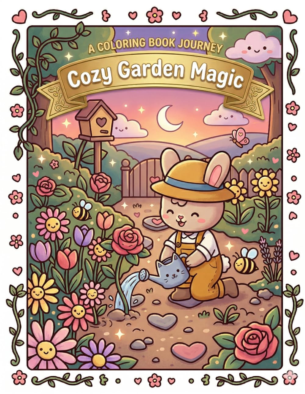 Cozy Garden Magic: A Whimsical Kawaii Adult Coloring Book Journey