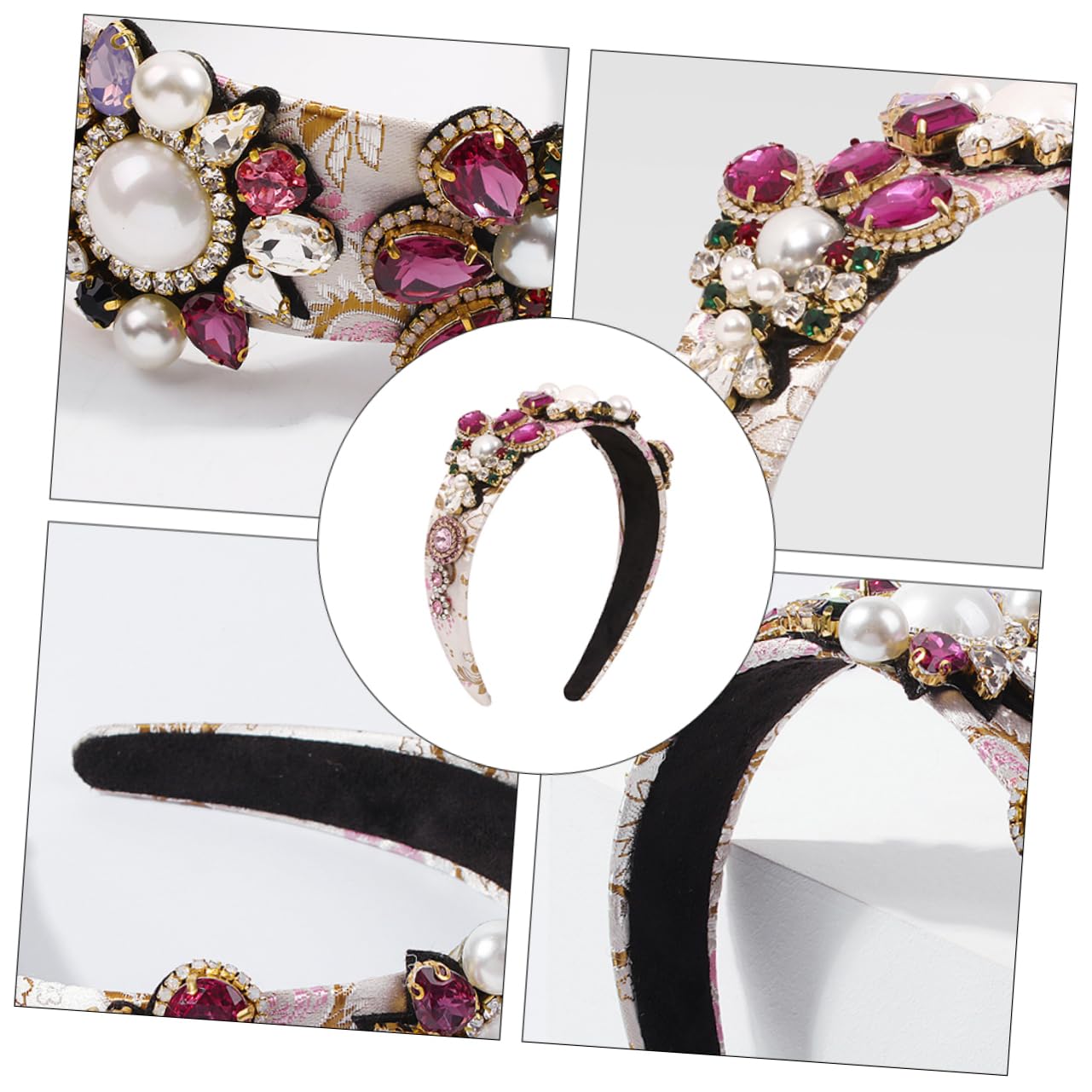 FRCOLOR 2stücke Hochwertiger Haarreif Damen Extravaganter Haarschmuck Mit Perlen Und Bunten Kristallen Stilvolle Kopfbedeckung Für Partys Und Besondere Anlässe Komfortabel Und Leicht Zu