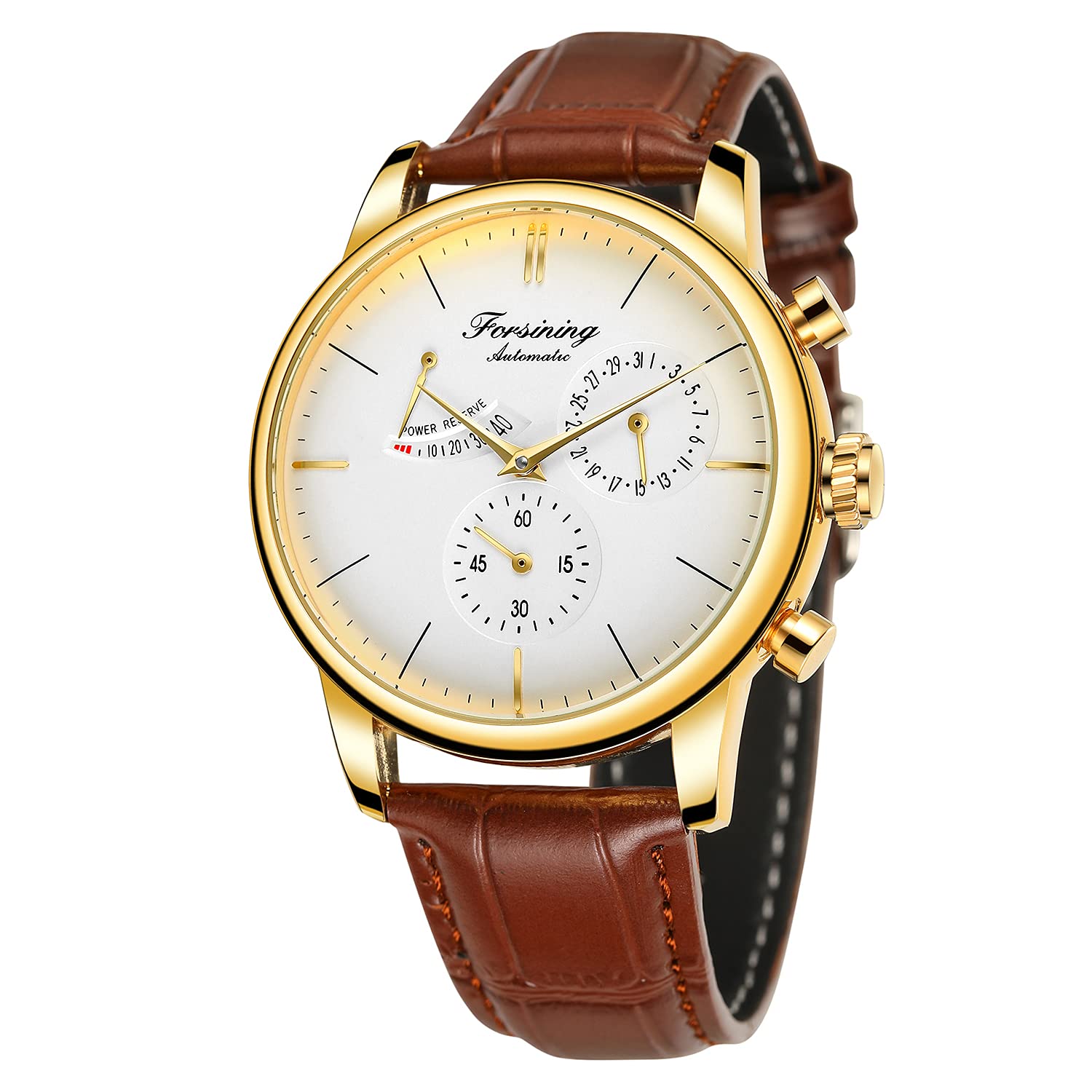 Men's Automatic Watch Power Reserve Date Display Fashion Mechanical Wristwatch