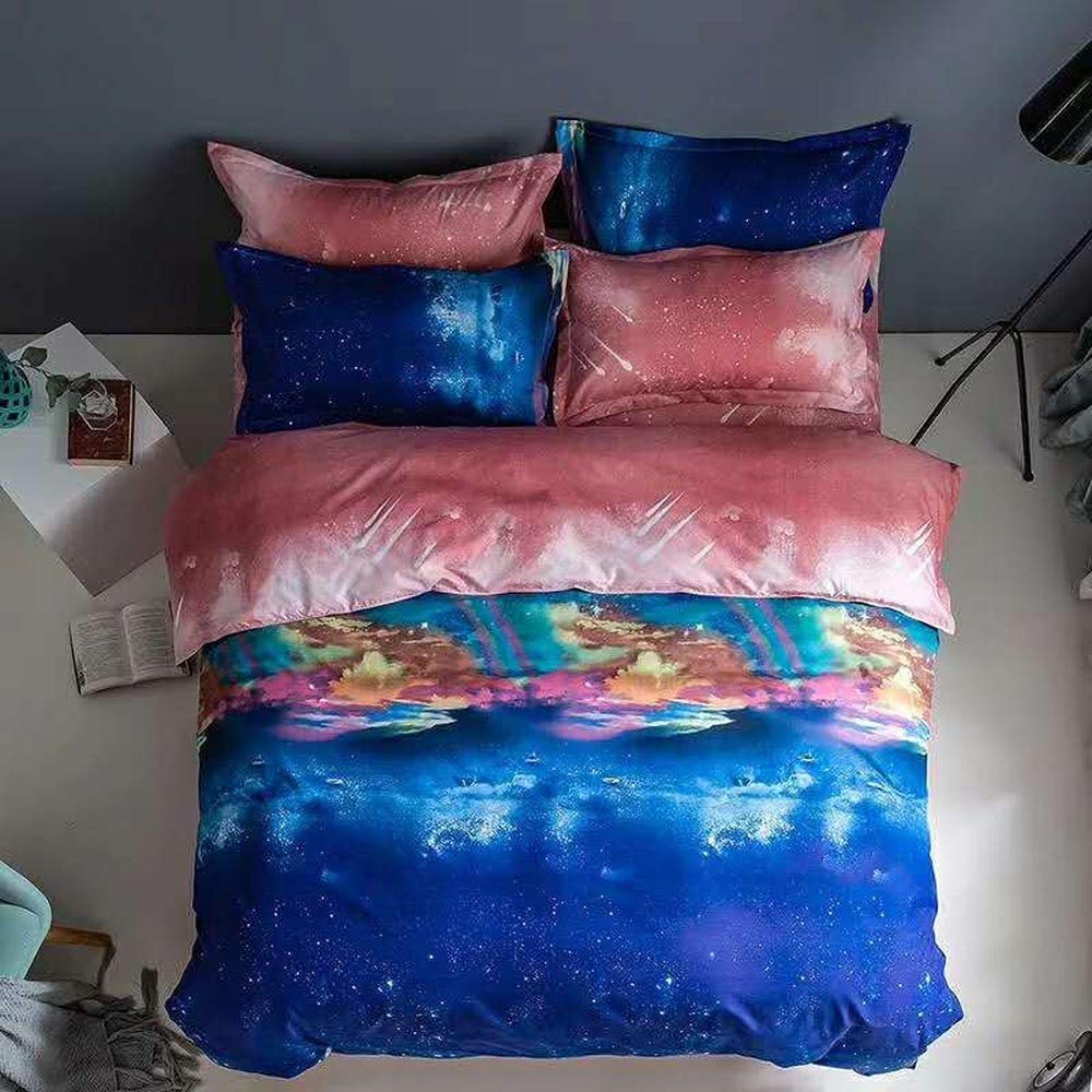 Housse de couette ciel étoilé parure de lit double 150x200 pour chambre enfant