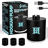 Hookah Pump with 1300 mAh Rechargeable Battery - Electric Hookah Air Pump Kit with Led Light - Mini Universal Black Starter Kit Helper - Start & Light Your Coals Hotter Faster Easier