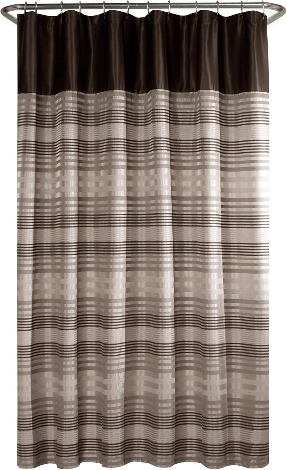 Maytex Blake Chenille Striped Fabric Shower Curtain, Brown Multi