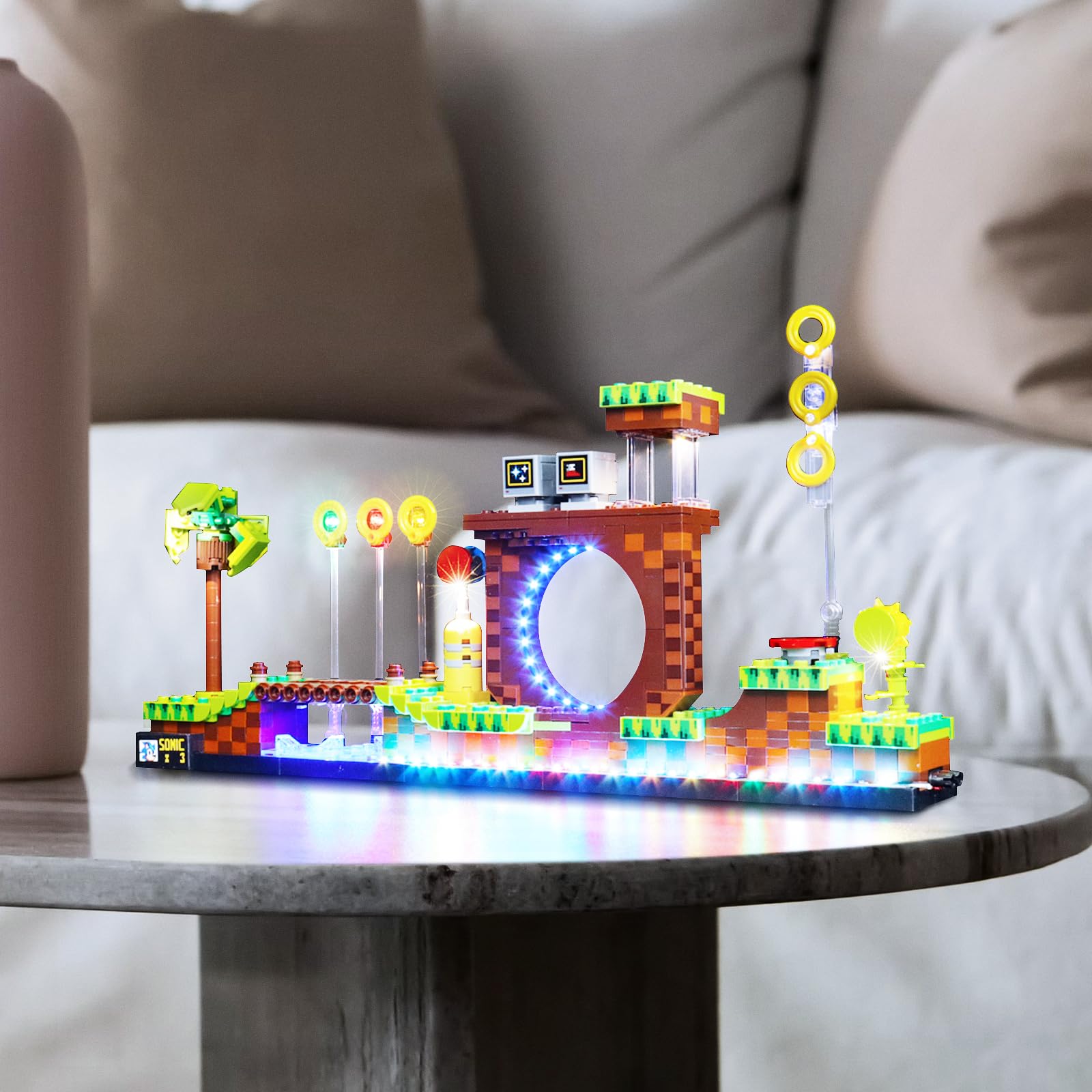 Juego de luces LED compatible con Lego Sonic Green Hill Zone 21331 (no modelo), juego de iluminación LED compatible con juguetes Sonic Lego Ideas, luz decorativa creativa
