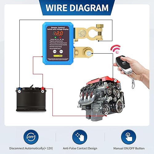 Miniatura 12 de Interruptor de apagado 12V 240A Interruptor de desconexión de batería remoto Interruptor de apagado automático Interruptor de control remoto