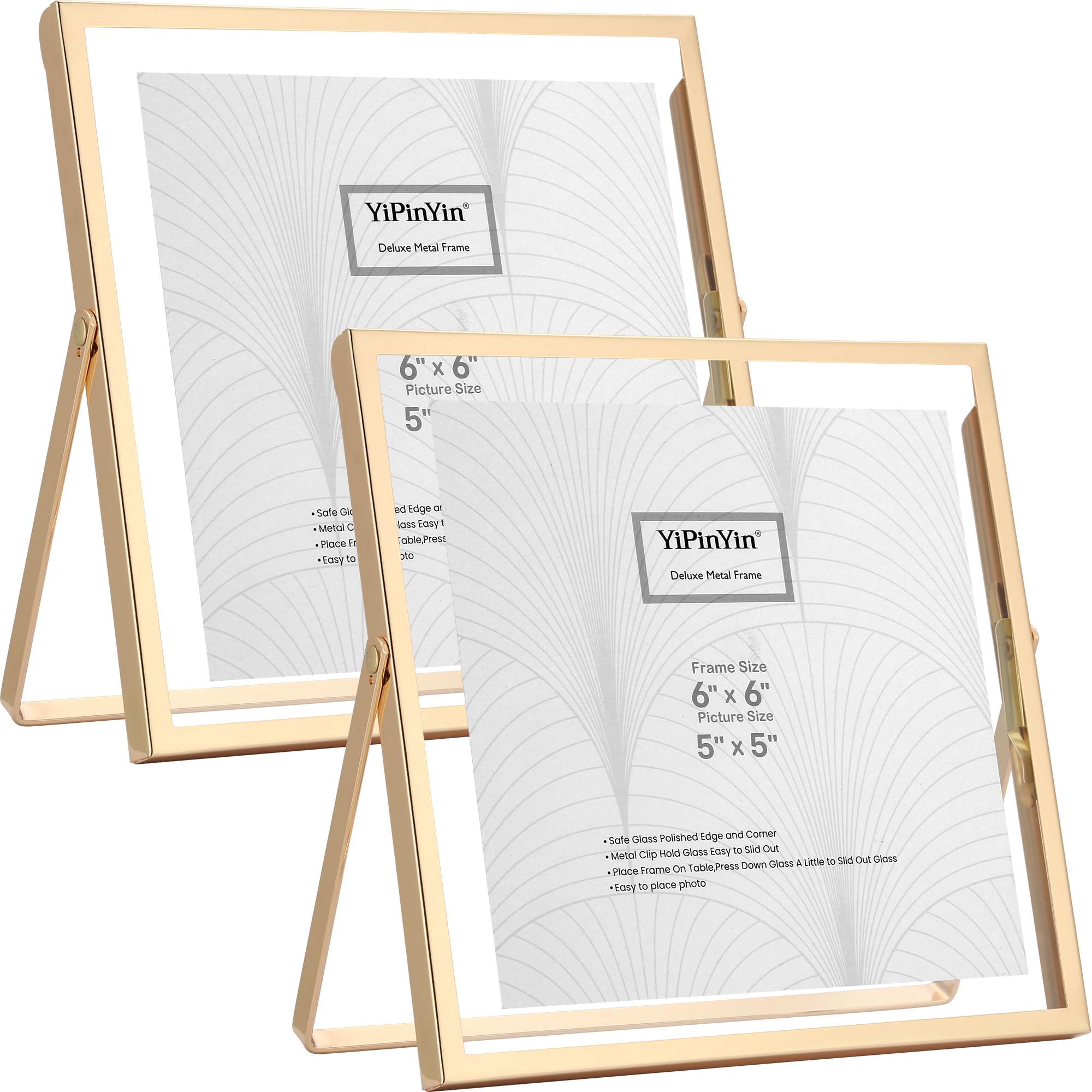 View 1 of *ONLY 1* YiPinYin Gold Metal Beaded Floating Picture Frames (Set of 2)