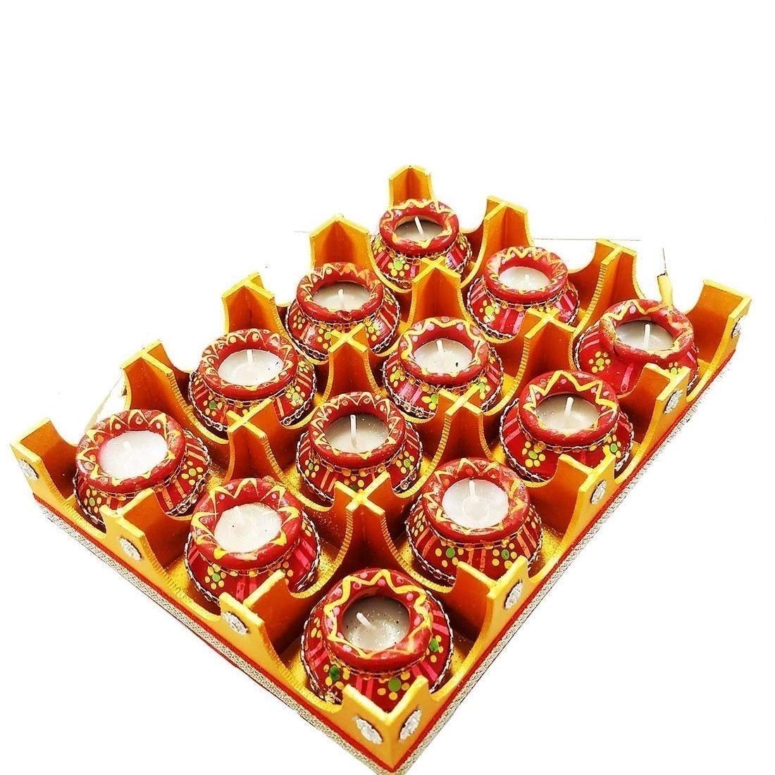 Shraddha Clay Mataki Wax Diya/Mitti Diya/Deepak/Arti/Oil Lamp/Home D�cor Candle for Diwali/Durga Puja/Navratri/Karwachath/Chath Puja Pack of 12 pcs