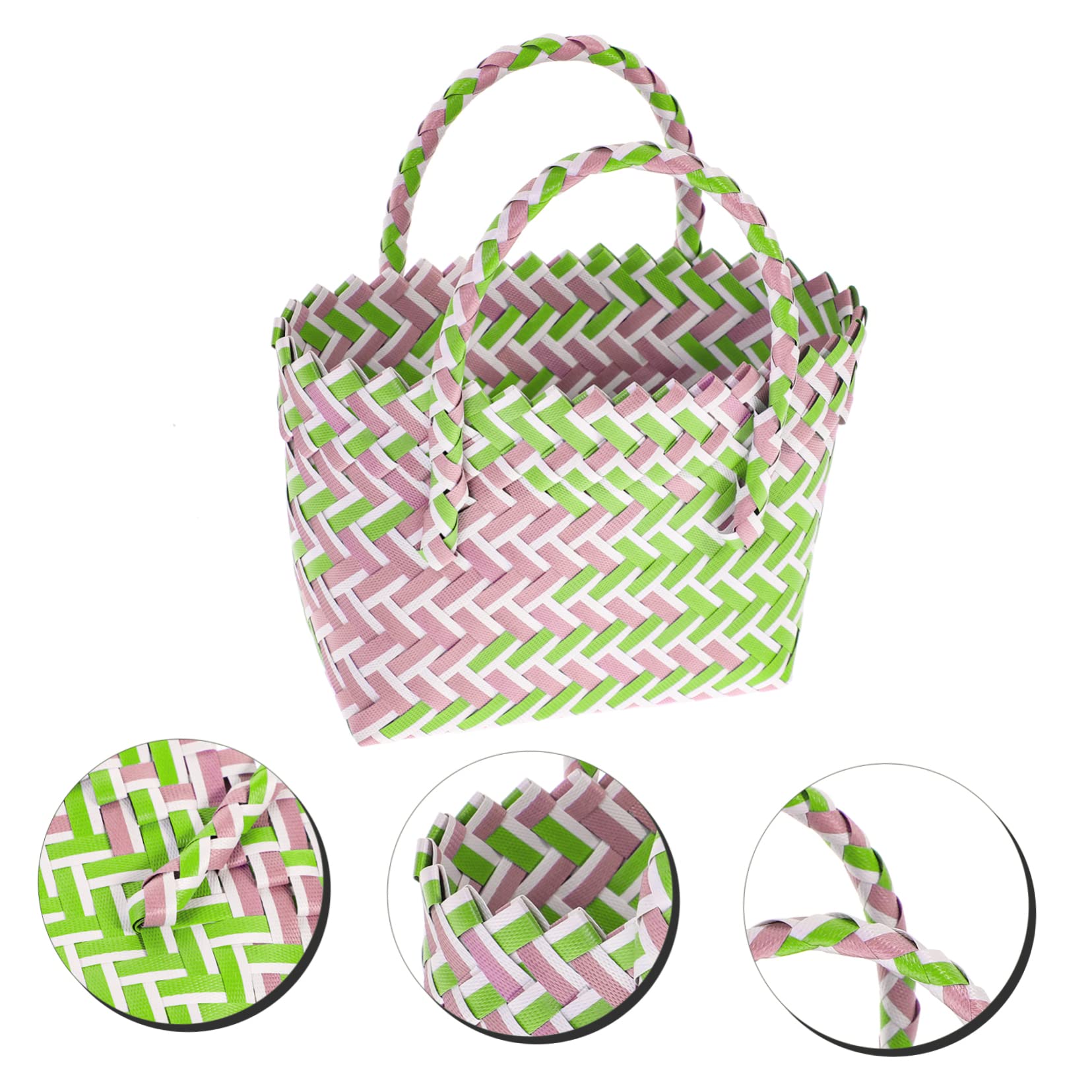 Cabilock 3 Pezzi Cestino Portaoggetti per Esterni Borsa da Picnic Borsa da Viaggio Maniglia Organizer Cestino Rustico Cucina Borsa da Spiaggia