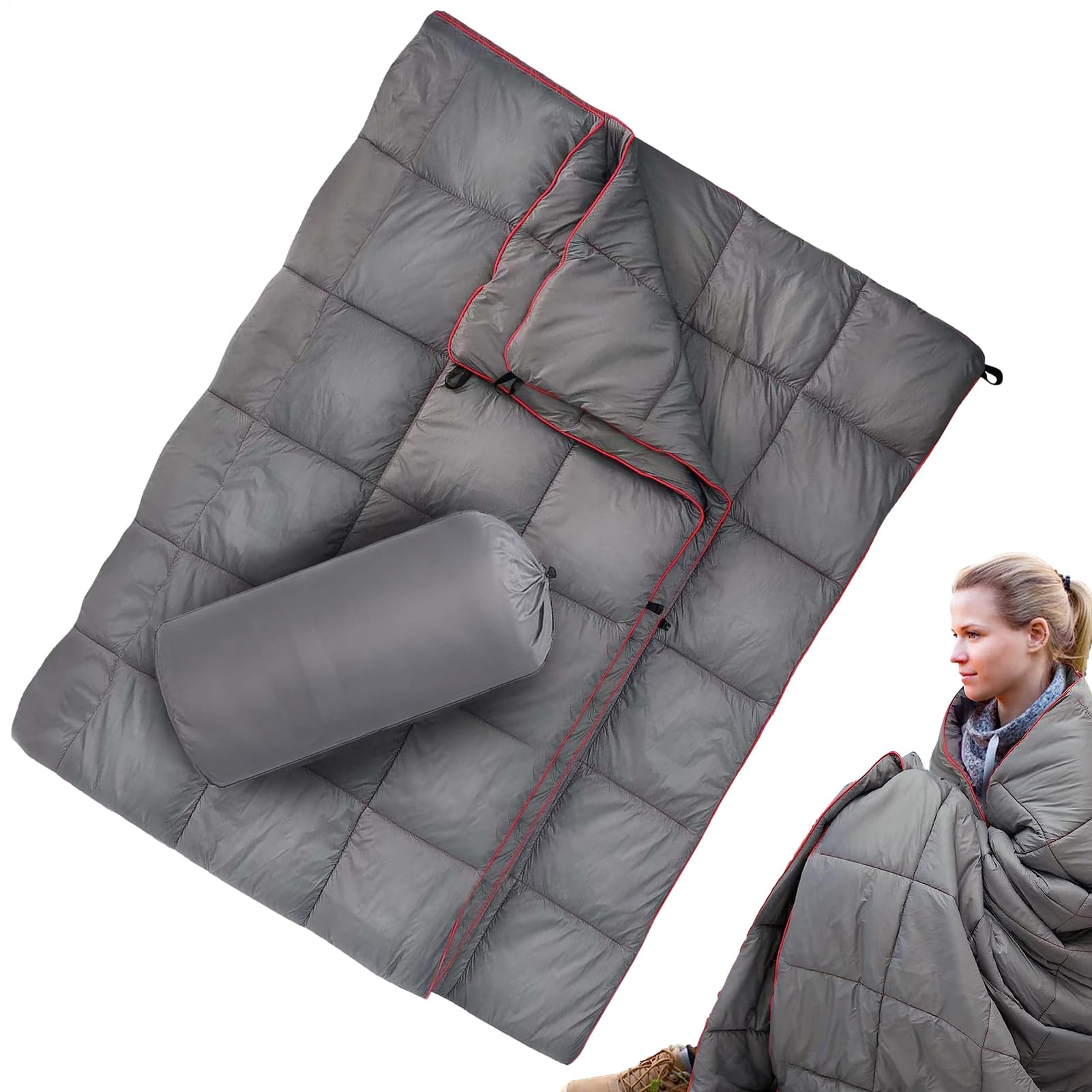 Genérico Couverture de camping rembourrée extérieure - Couette en duvet synthétique imperméable 200 x 140 cm | Couvre-lit de voyage chaud pour hamac, randonnée, stade pique-nique | Équipement de