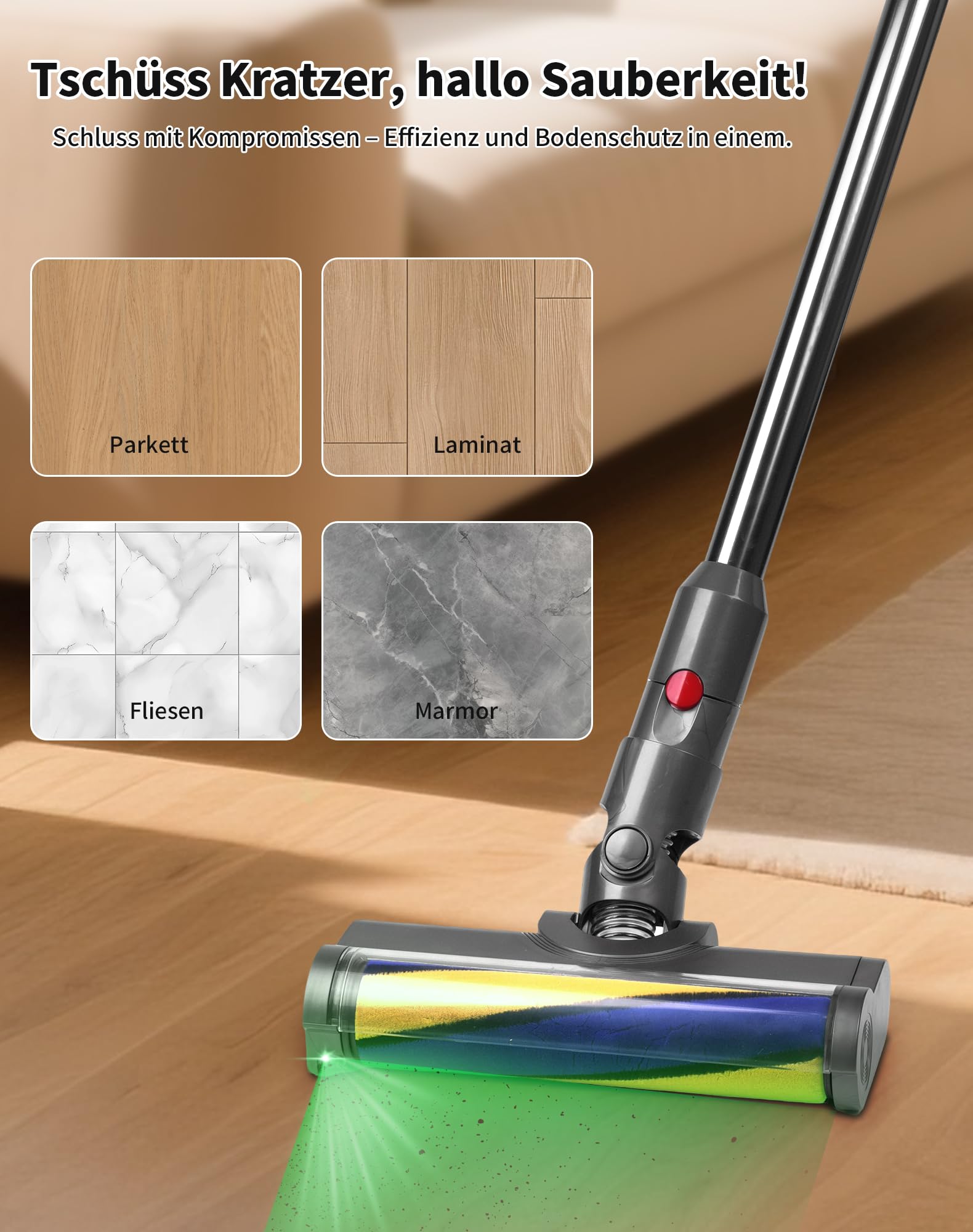 LED Bürste Bodendüse für Dyson V12 Detect Slim Ersatzteile Ersatzbürste Staubsauger Softwalze Zubehör mit Staubanzeige für Hartböden